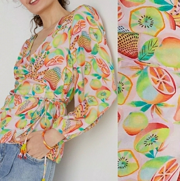 Farm Rio Rainforest Wrap Blouse Size S - Picture 1 of 11
